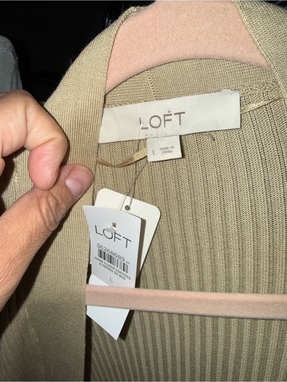 LOFT Long Cream Open-Front Ribbed Cardigan - Picture 2 of 7
